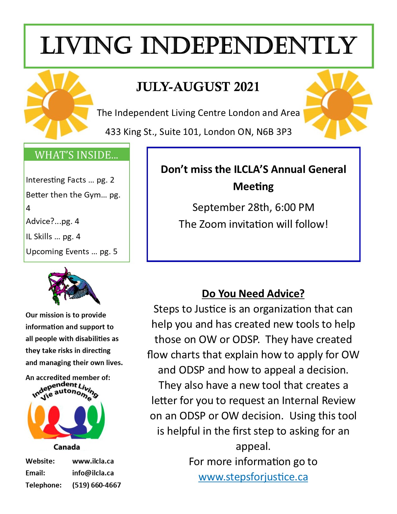 The July and August Newsletter for you to review!